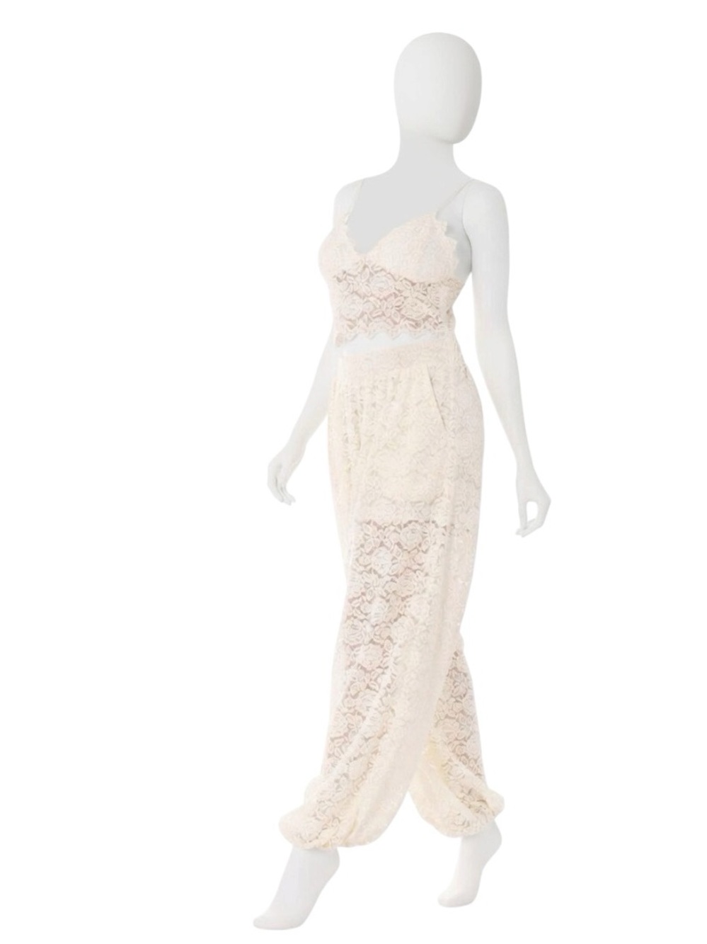 Lace Wide-Leg Jumpsuit in Ivory